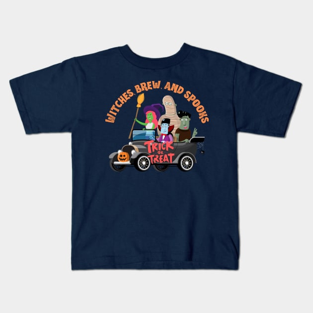 Witches Brew and Spooks Kids T-Shirt by Prime Quality Designs